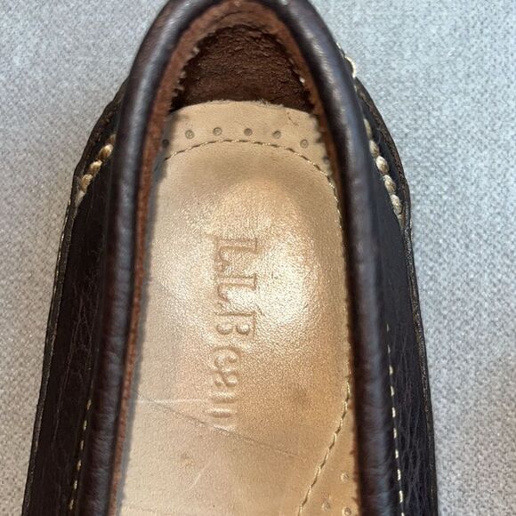 Vintage LL Bean dark brown leather square toe loafers. - Picture 3 of 4